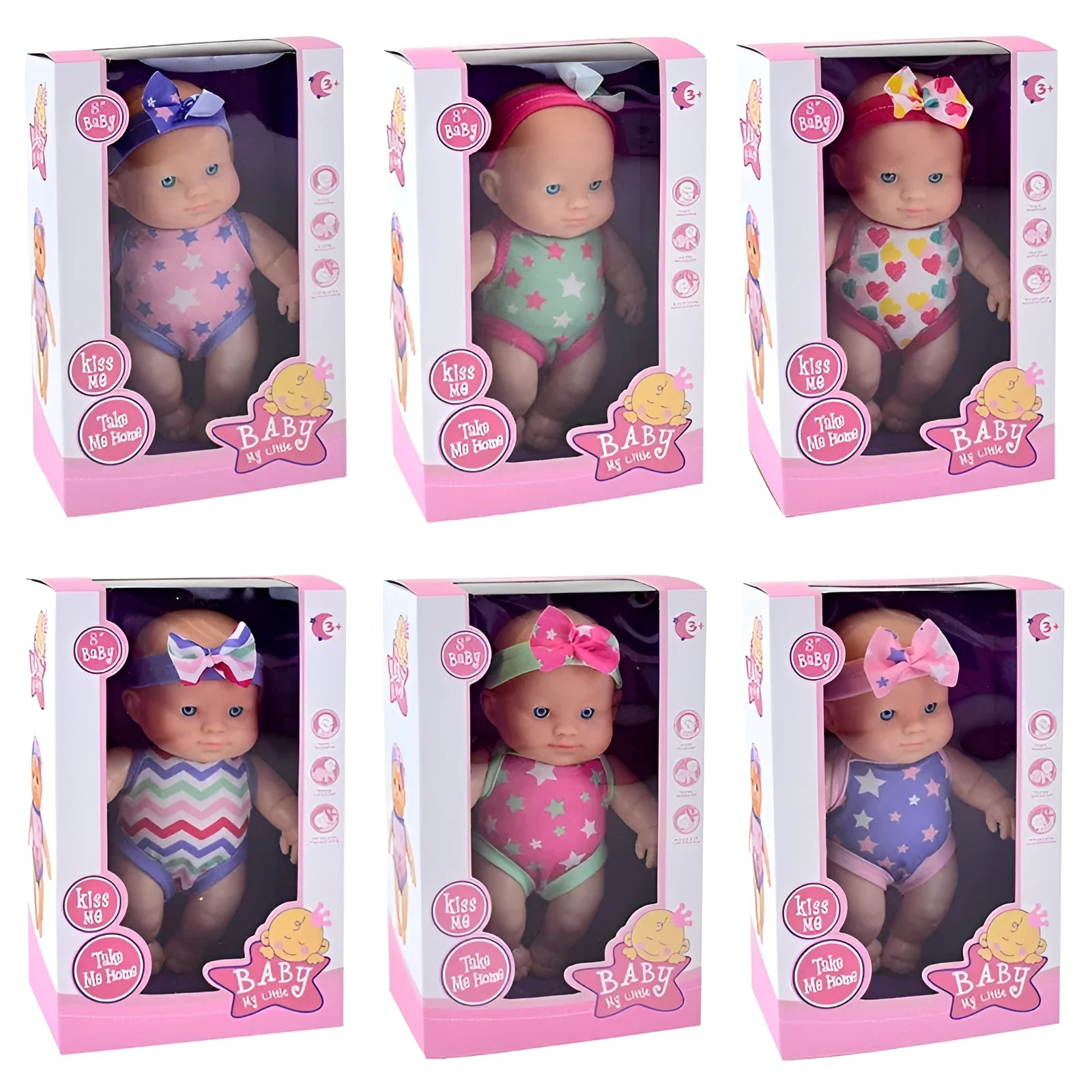 A 21.5cm tall simulation baby vinyl figurine doll on display, showing detailed sculpting.
