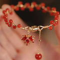 Red ginkgo leaf electroplated magnetic bracelet with a maple leaf design in New Chinese style.