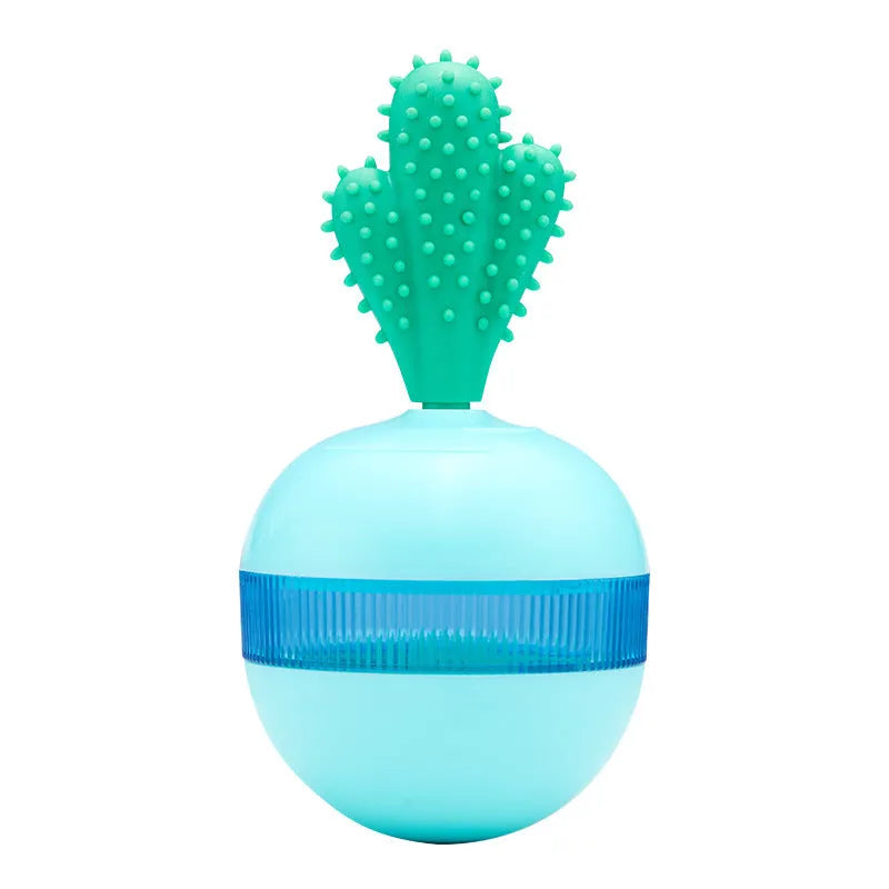 Blue interactive treat dispensing dog toy with tumbler ball design for medium large breeds