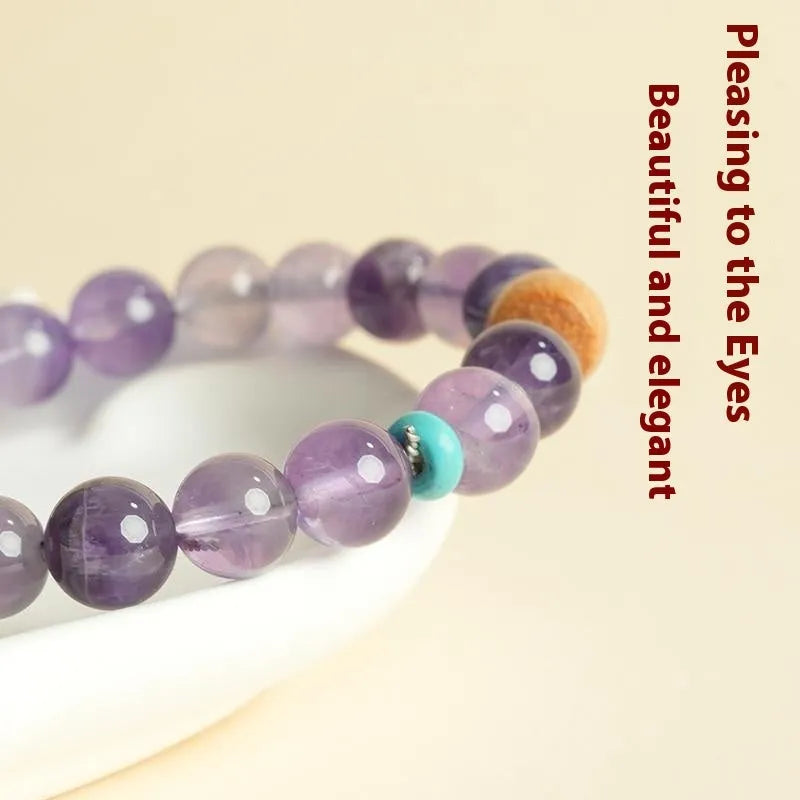 Putuo Mountain amethyst lucky bracelet with natural purple crystal beads in adjustable design