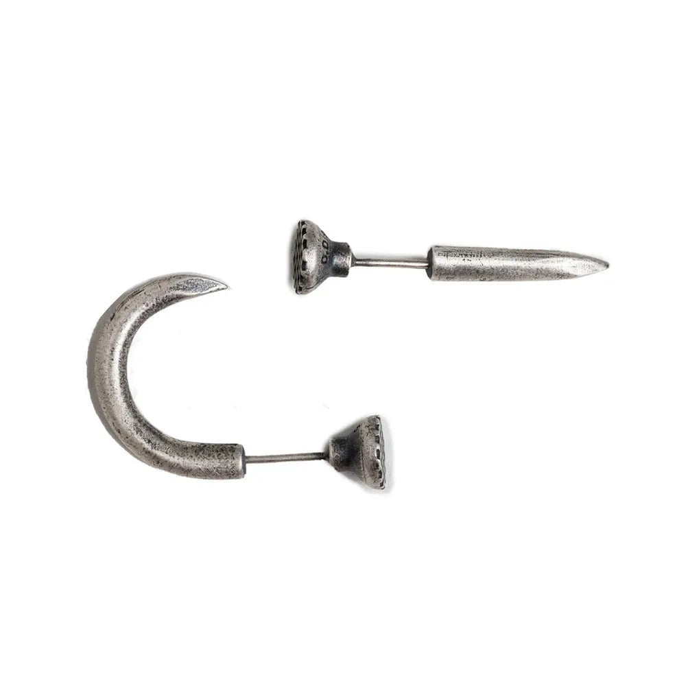 S925 sterling silver nail stud earrings in straight or curved punk design