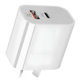 White Australian Standard dual-port USB charger with SAA certification label