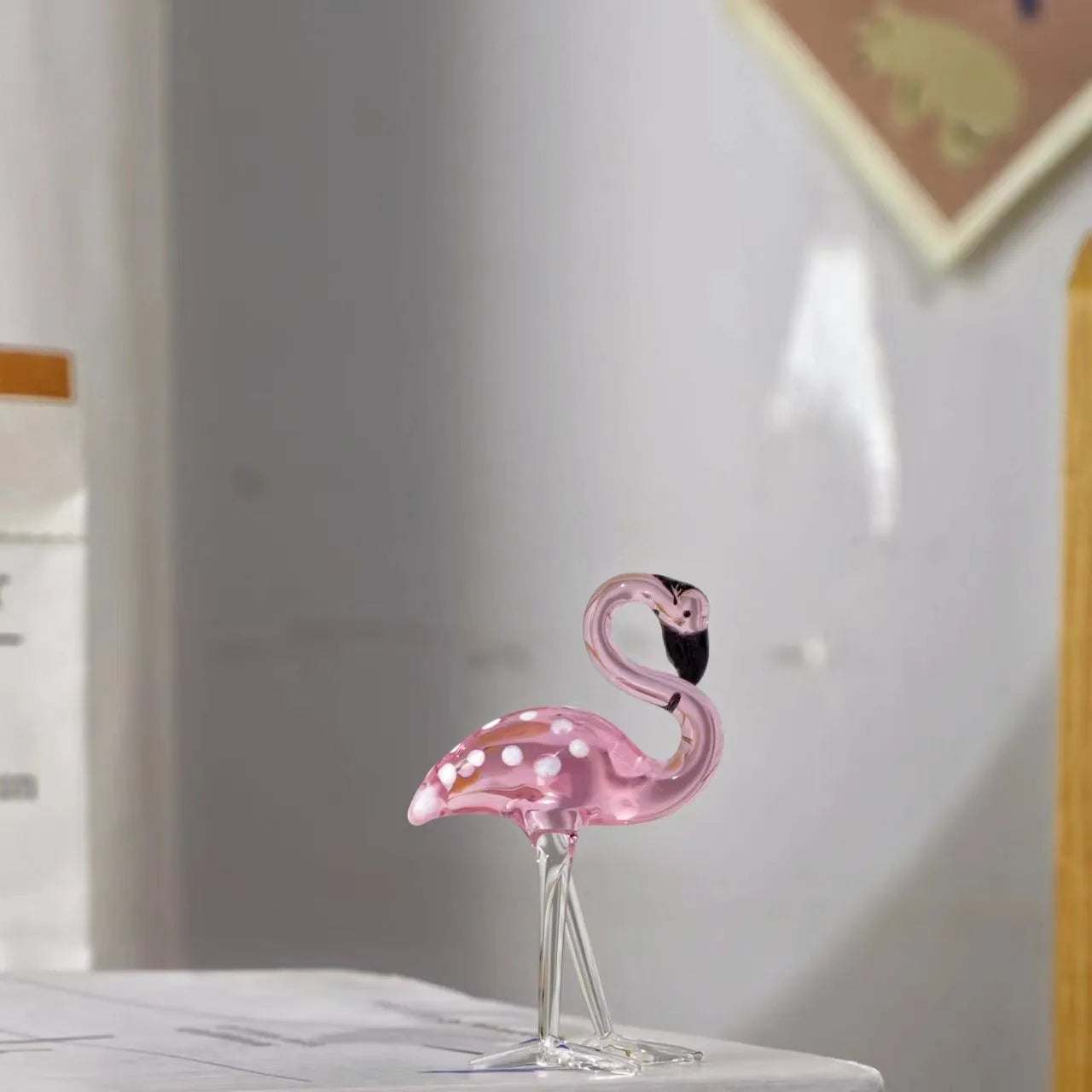 Pink crystal flamingo decorative ornament modern minimalist style 20-25cm