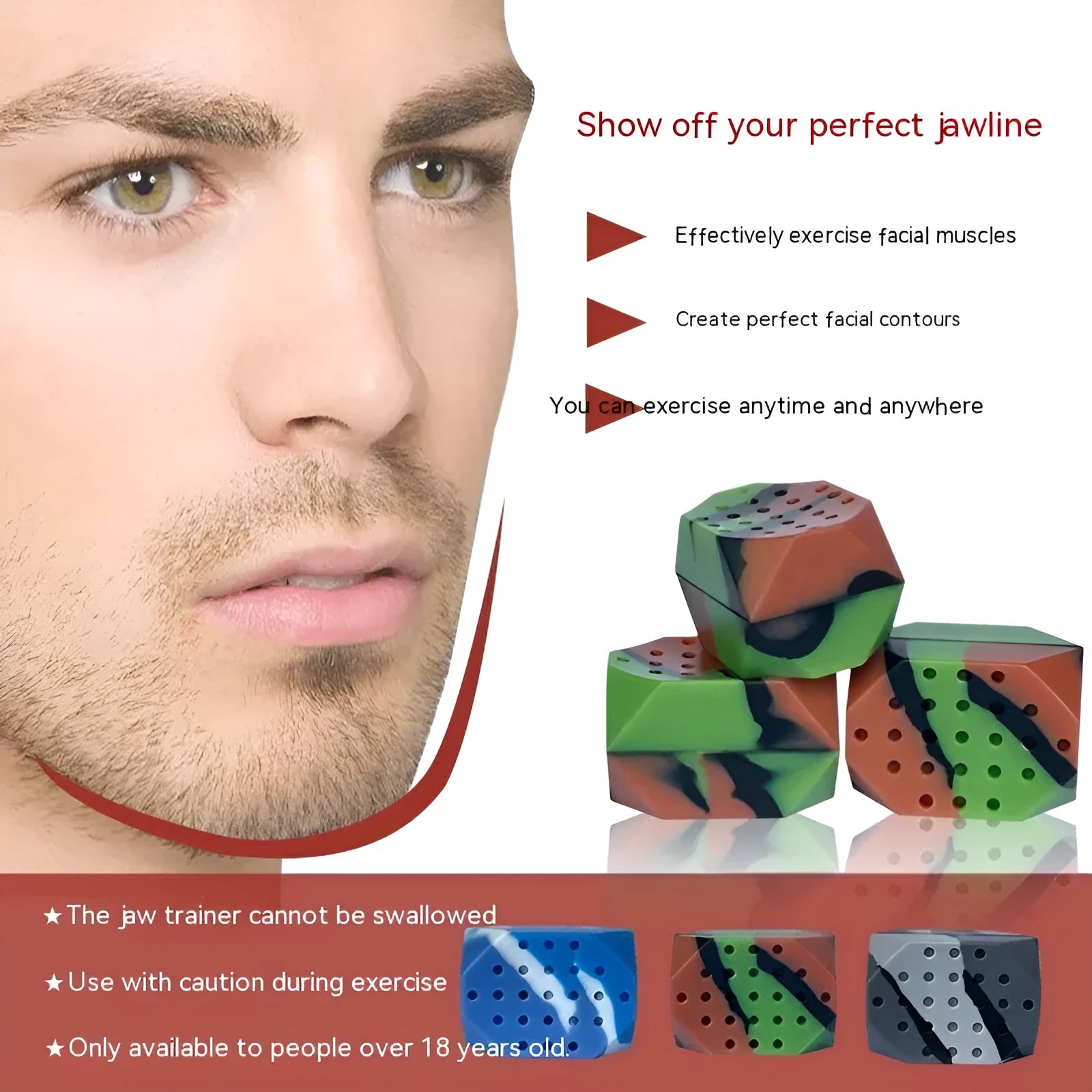 Camouflage silicone facial muscle fitness ball for jaw exercise training