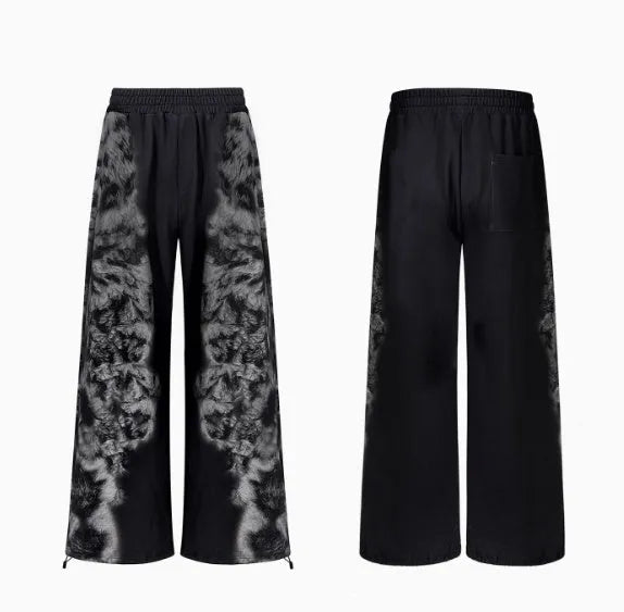 Women's printed polyester hoodie and loose-fit trousers co-ordinated streetwear set