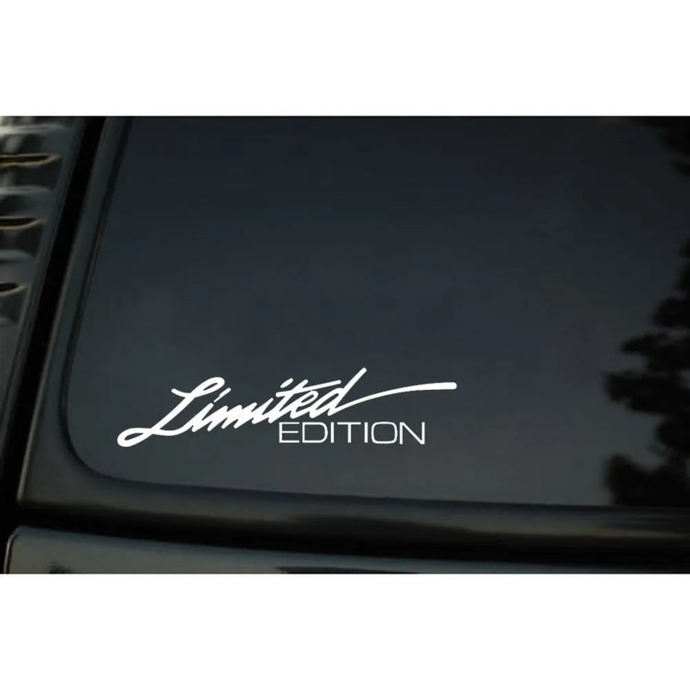 Reflective plastic bumper sticker with English text, shown in black, white, and colourful variants.