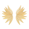 Leaf-shaped patch earrings in gold or white alloy with stud back closure