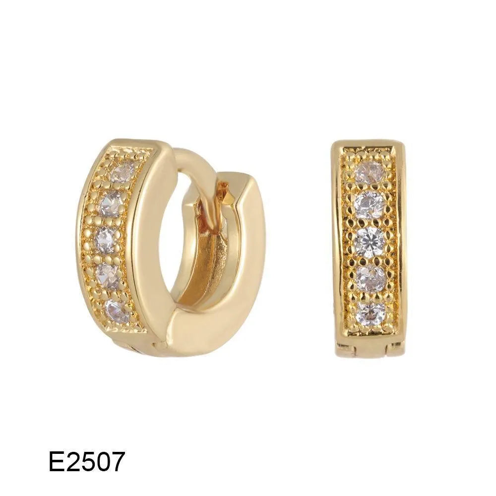 Brass gold plated heart shaped ear clip earrings with simple gang drill elements