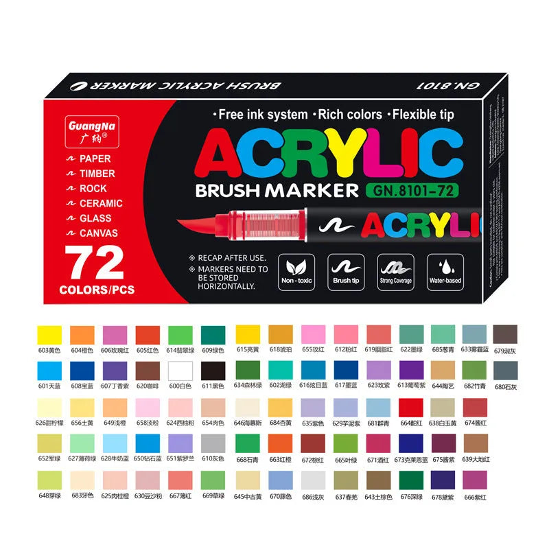 Set of acrylic paint marker pens with soft tips for graffiti and hand painting art