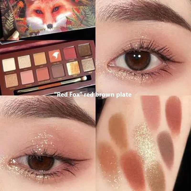 Explorer twelve-colour animal eye shadow palette showing Golden Tiger, Wild Leopard, and Red Fox shades