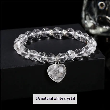 Handmade tigereye crystal love pendant bracelet with geometric round beads in natural gemstone colours