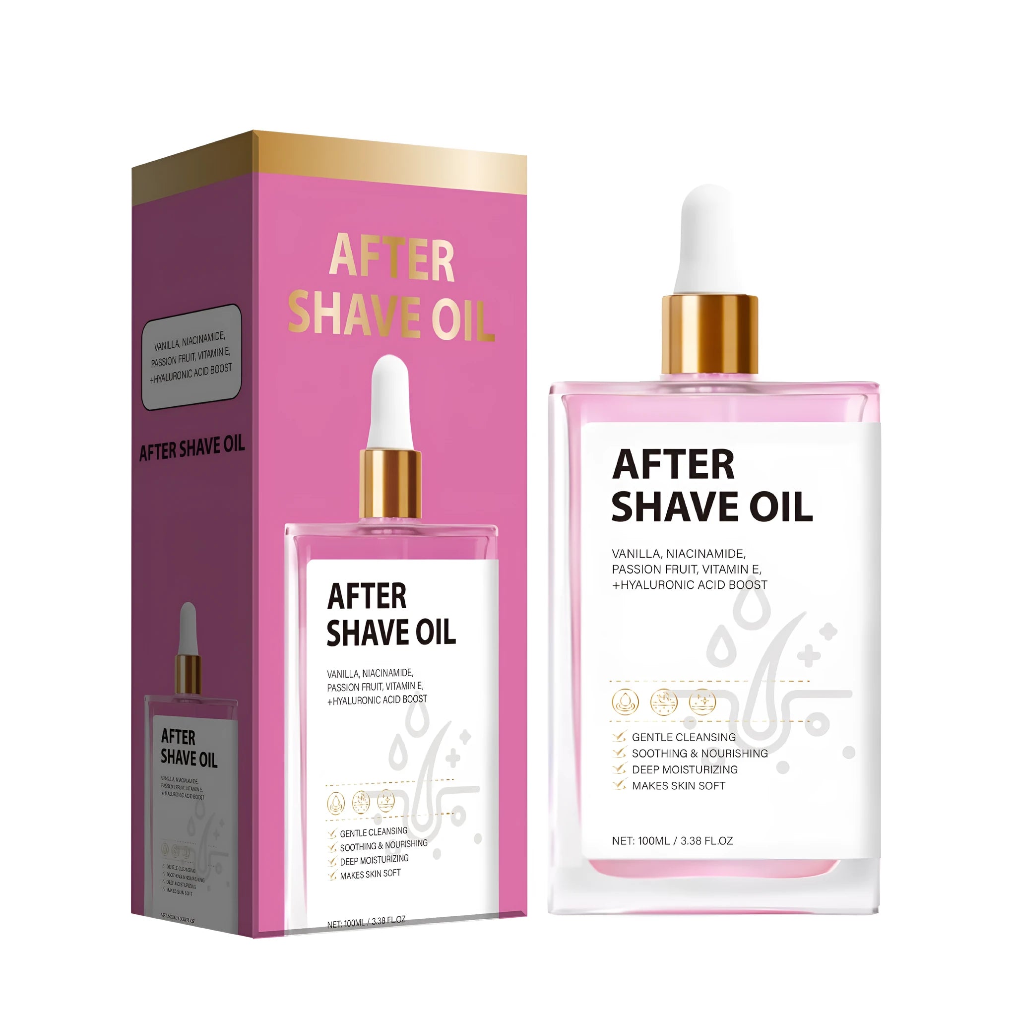 Men's aftershave oil bottle containing 100ml of moisturising oil for post-shave skin care with FP-A021 style classification