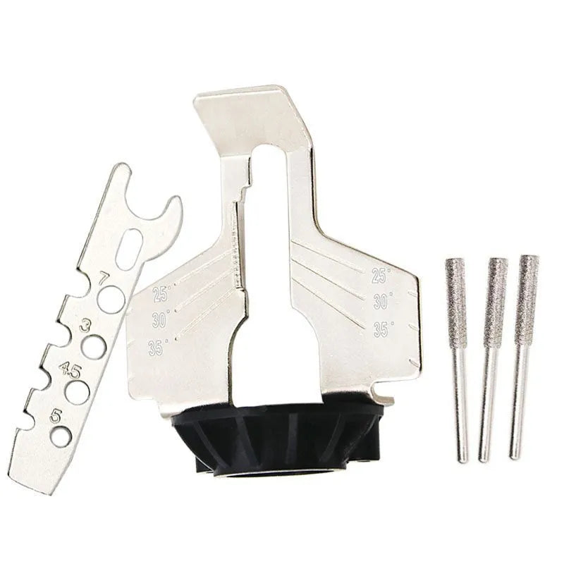 Silver-coloured mini electric chain grinder accessory for band saw blades, 20mm long.