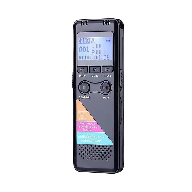 Black HD noise reduction digital recording pen with zinc alloy shell and 32GB capacity on a dark background