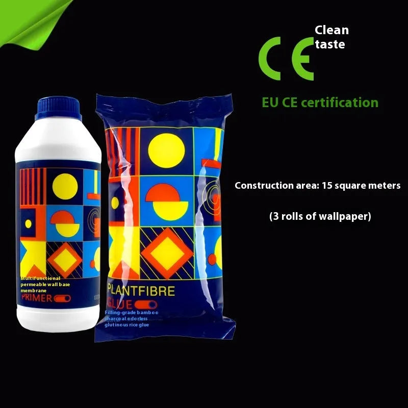 Three rolls of Glutinous Rice Wallpaper Glue E, a formaldehyde-free adhesive for home decoration.