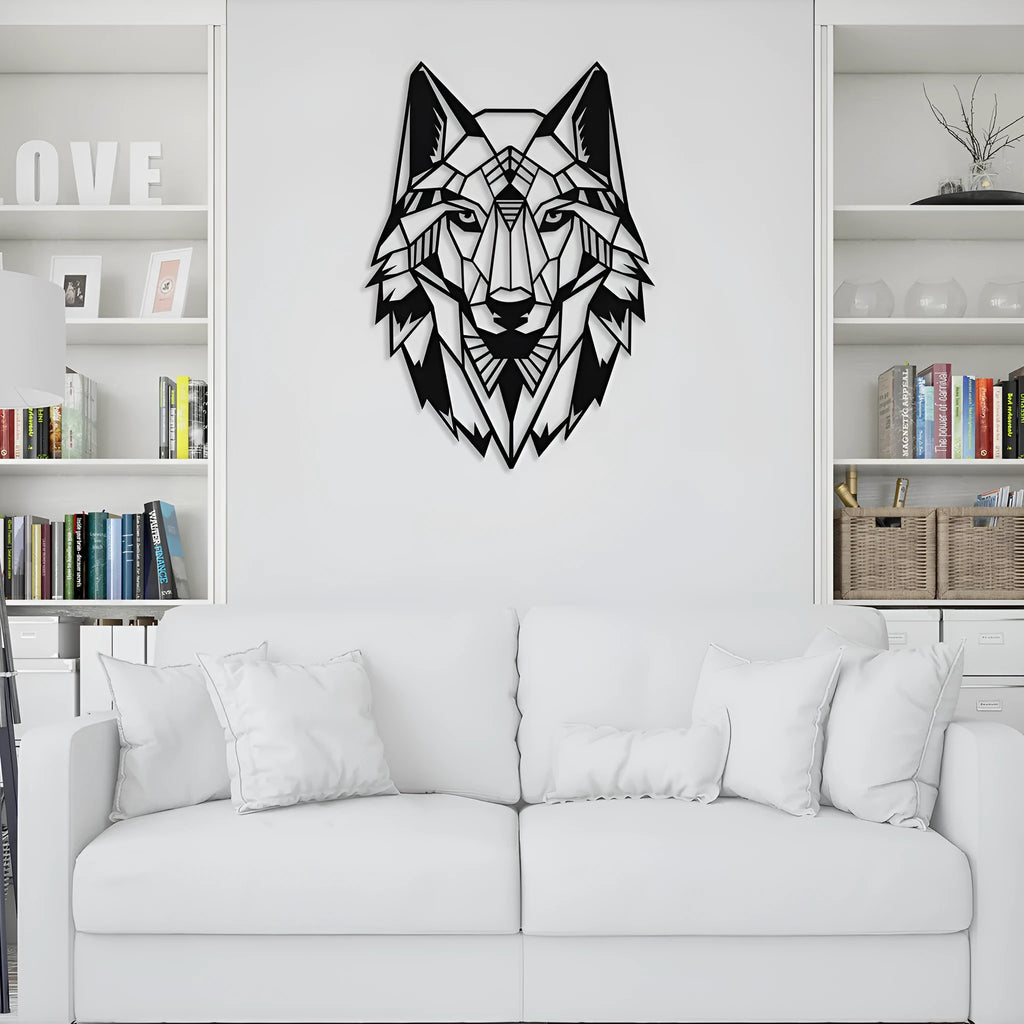 Geometric iron wall decoration deer head in black modern minimalist design