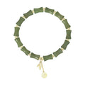 Green Chinese style bamboo motif bracelet and necklace set with jade accents