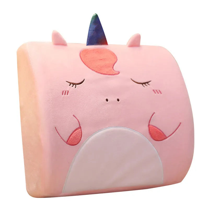 Cartoon design memory foam seat back cushion with removable cover for car or office use.