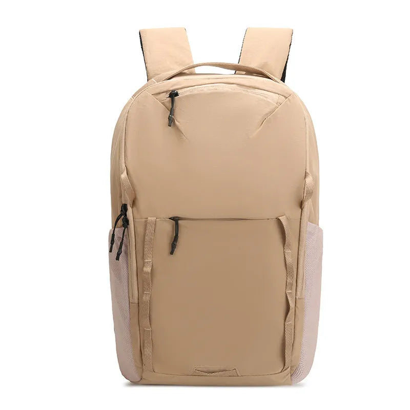 Waterproof Taslan composite cloth leisure backpack in solid colour with curved shoulder strap