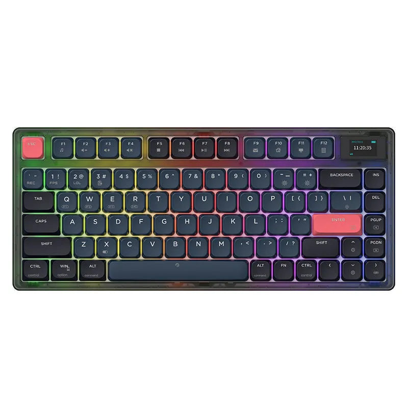 AJAZZ AK832PRO mechanical keyboard with colour screen display and compact 81-key layout in green colour option