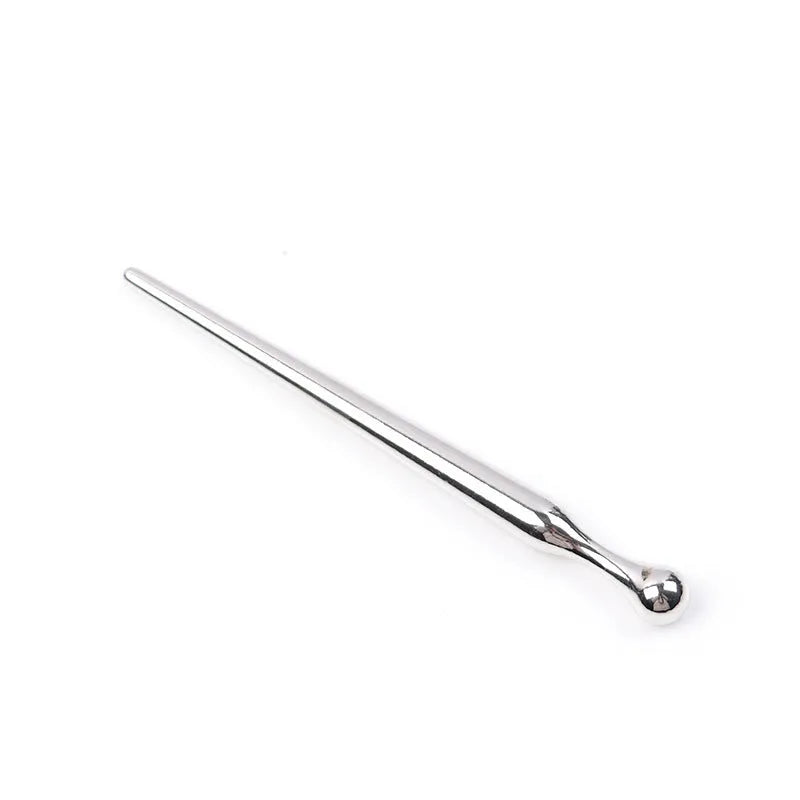 Silver metal urethral horse eye stick stimulation plug with graduated round beads