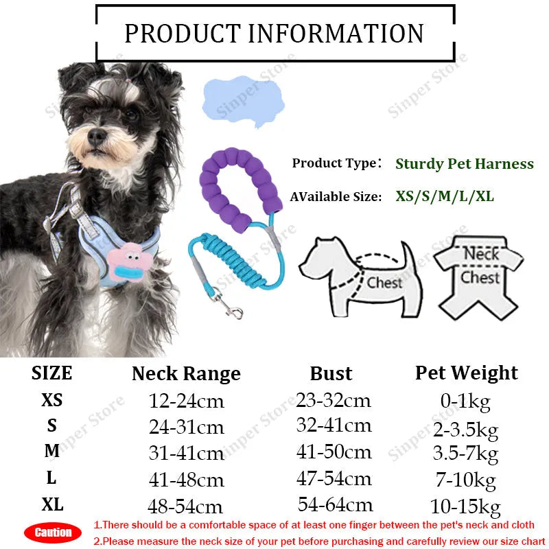 No pull dog harness with leash in blue, soft adjustable escape proof vest for medium dogs with reflective stitching