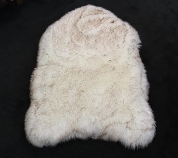 Beige pet dog plush mat on floor with soft 4cm plush surface