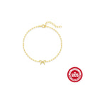 Gold tone S925 sterling silver bracelet with glossy heart charm and clip chain fastening