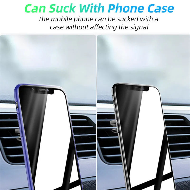 Magnetic car phone holder with air vent clip in black, blue, or red colours