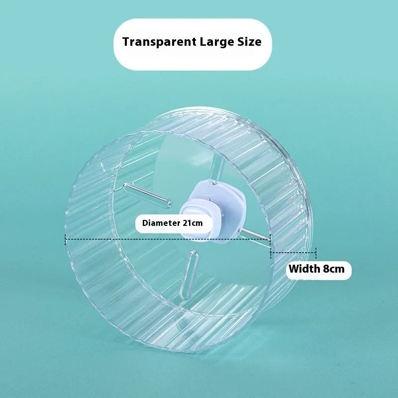 21 cm transparent plastic parrot running wheel exercise toy on a white background