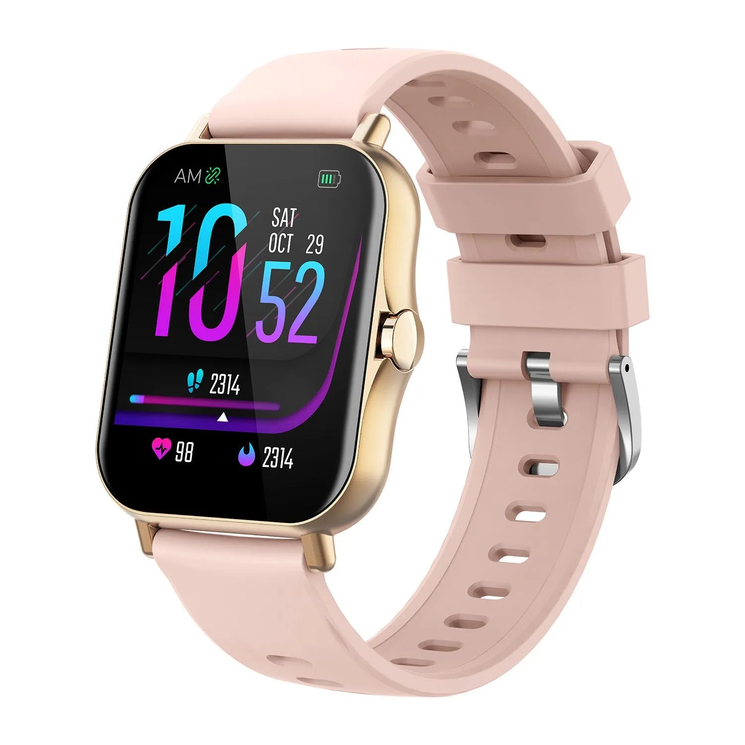 W10 smart watch with heart rate and blood pressure monitoring on curved touch screen