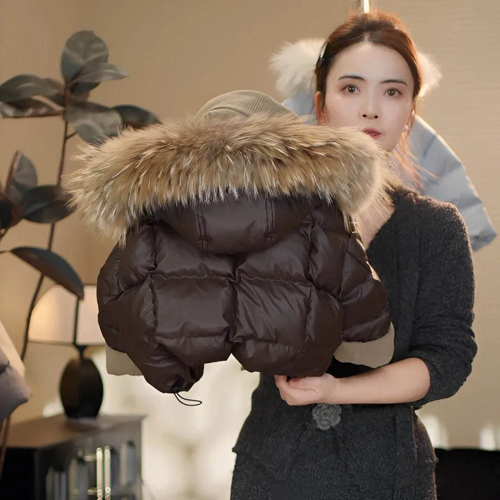 Children's winter down cotton jacket fake two-piece in solid coffee brown colour, thickened polyester fibre padding, suitable for heights 110-160cm