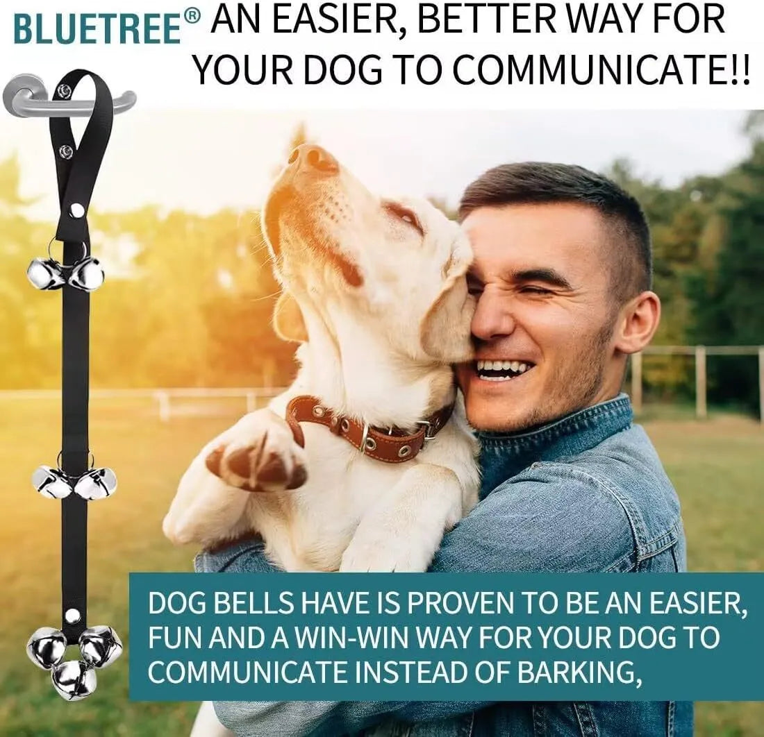 Adjustable dog training doorbell with seven metal bells and nylon leash for toilet training