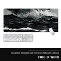Oversized computer desk mat with cold style graphic design and integrated wrist rest