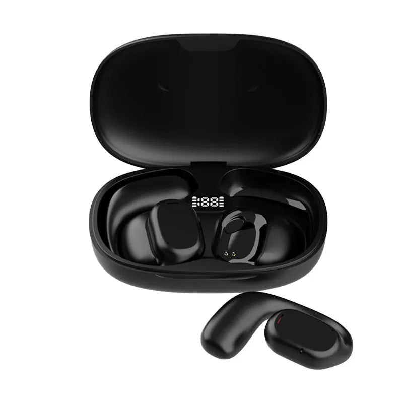 Two ear noise reduction Bluetooth translation earphones in black with simultaneous interpretation feature for multi-country use