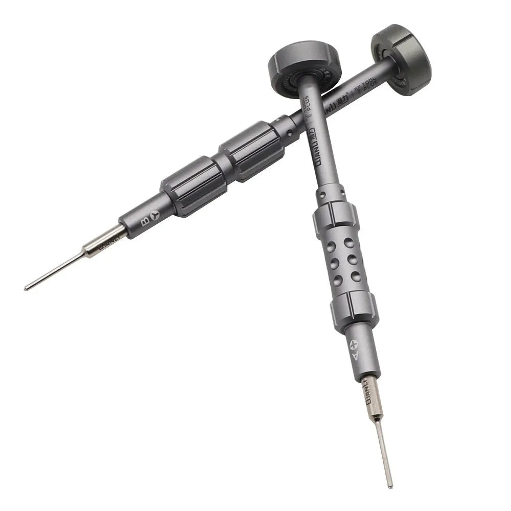 iPhone-compatible T2 cross triangle tail screwdriver with grenade-shaped aluminium handle for precision electronics repair
