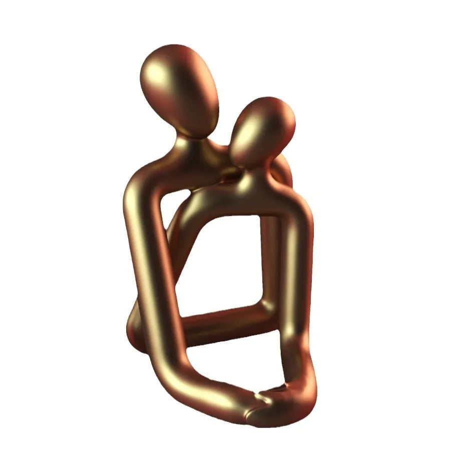 Modern couple resin statue in gold or milky white finish for home decor