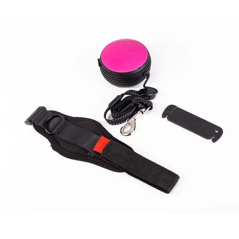 Automatic retractable dog leash showing 3 metre extension with six colour options available
