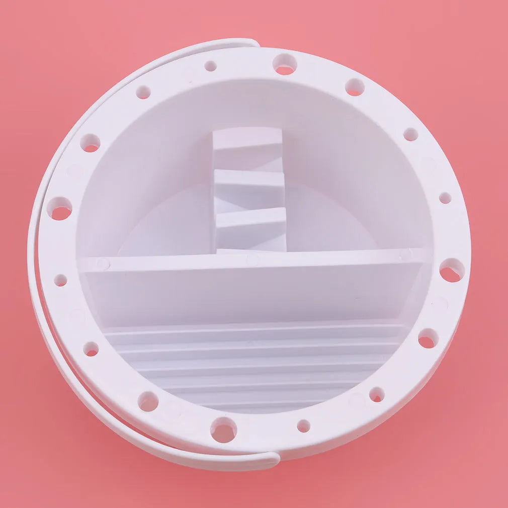 White cylindrical plastic brush holder for painting, 16.5 cm diameter