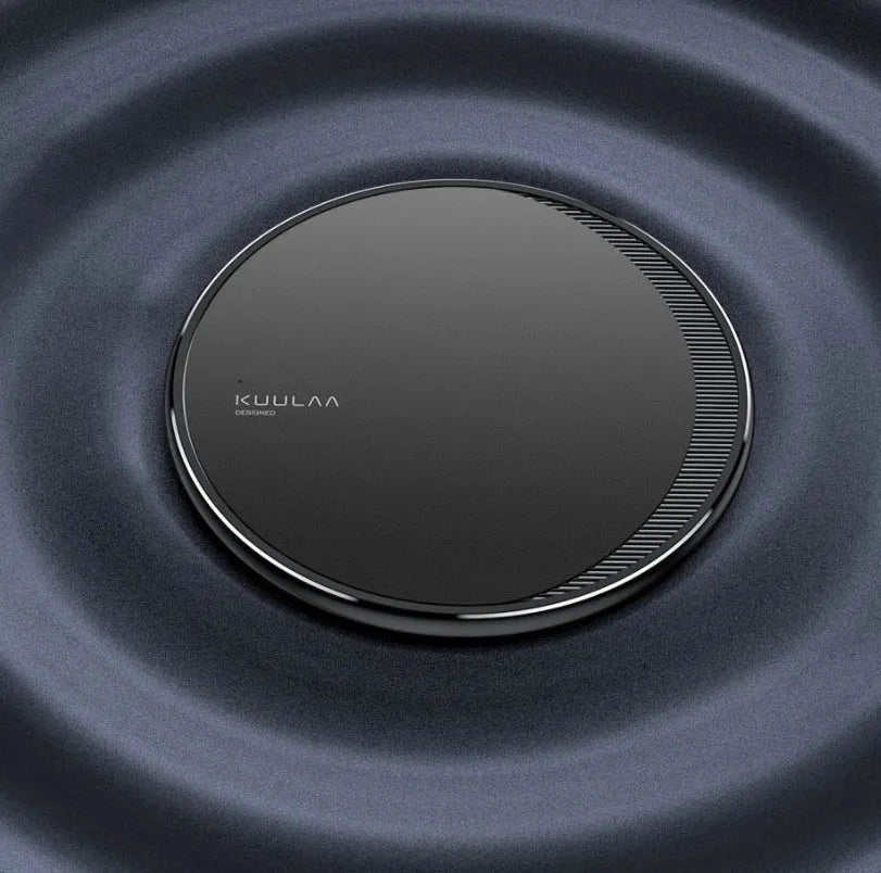 Black Kuulaa KL-CD16 wireless disc charger for smartphones with Micro USB port