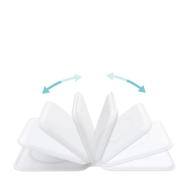 White folding dual magnetic wireless charging dock showing 180-degree angle adjustment