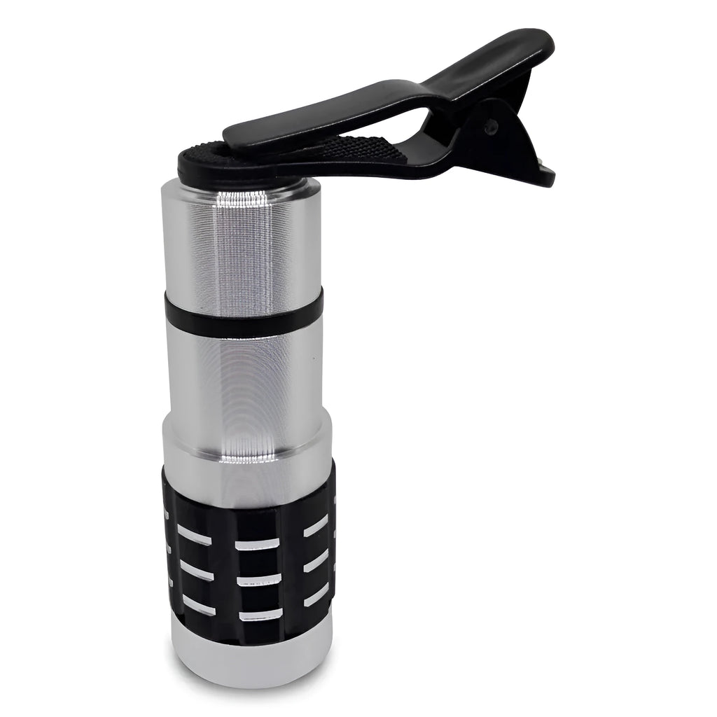 12x universal mobile phone telescope lens with metal collar clip for attachment