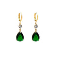 A single pair of green geometric teardrop-shaped alloy dangle earrings.