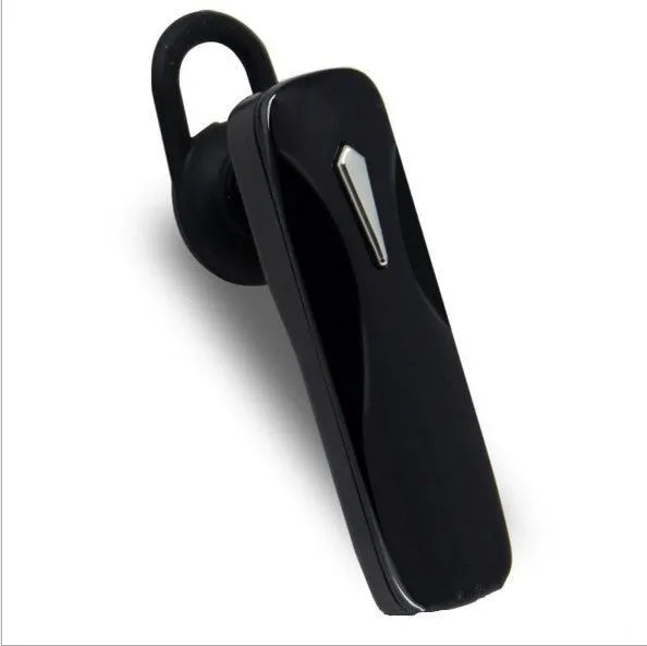 M163 black and white Bluetooth car headset for hands-free calls and music control.