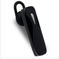 M163 black and white Bluetooth car headset for hands-free calls and music control.
