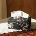 New Chinese style white embroidered plum blossom brocade fabric tissue box with pearl buckle.