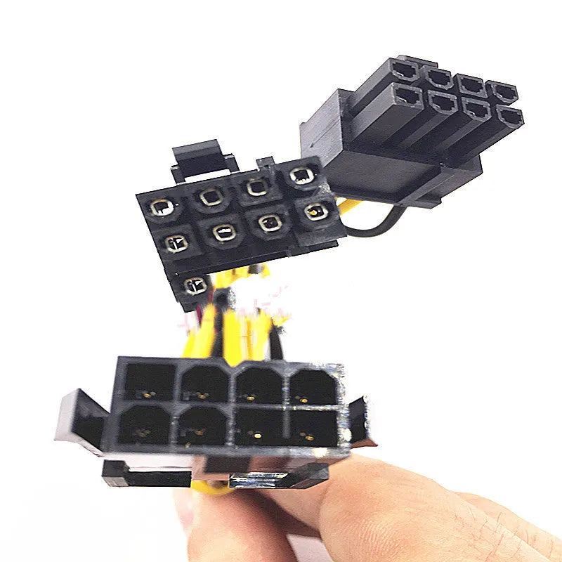 Graphics card power cable adapter with 8-pin female to dual 8-pin male connectors and 21cm oxygen-free copper wiring