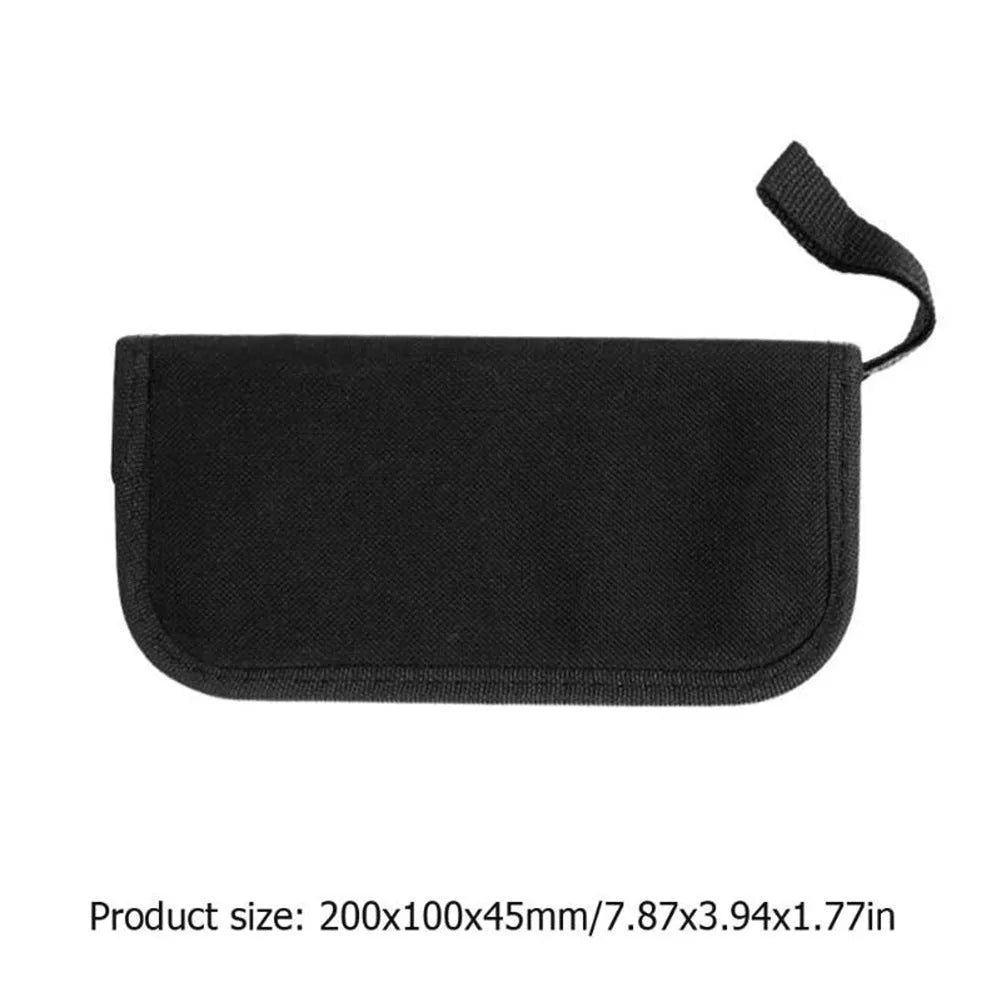 Black plastic case open to show metal guitar repair tools for maintenance