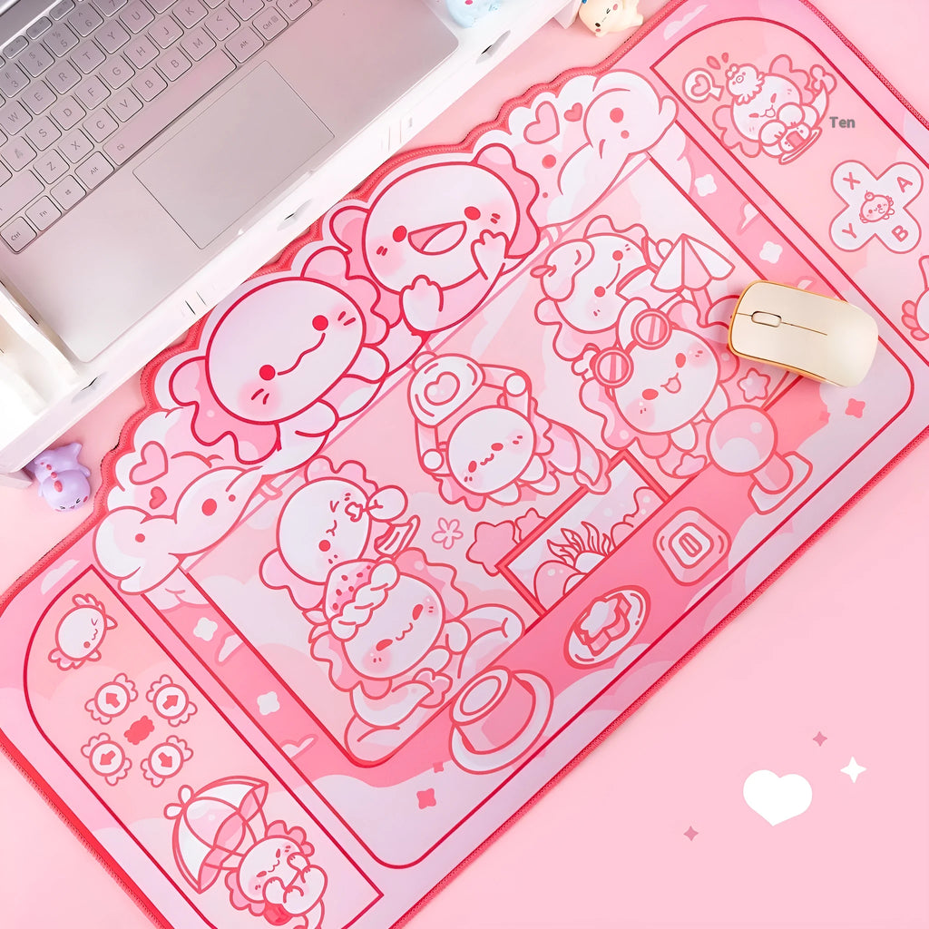 Hexagonal Dragon Crane Machine large cloth mouse pad measuring 75x40cm with cartoon anime design