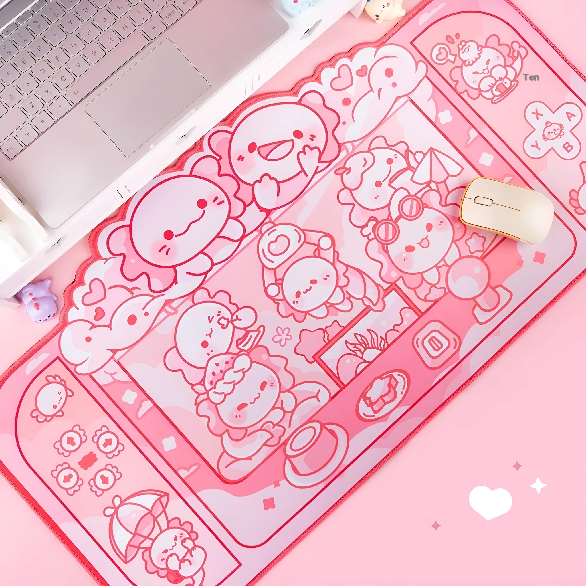 Hexagonal Dragon Crane Machine large cloth mouse pad measuring 75x40cm with cartoon anime design
